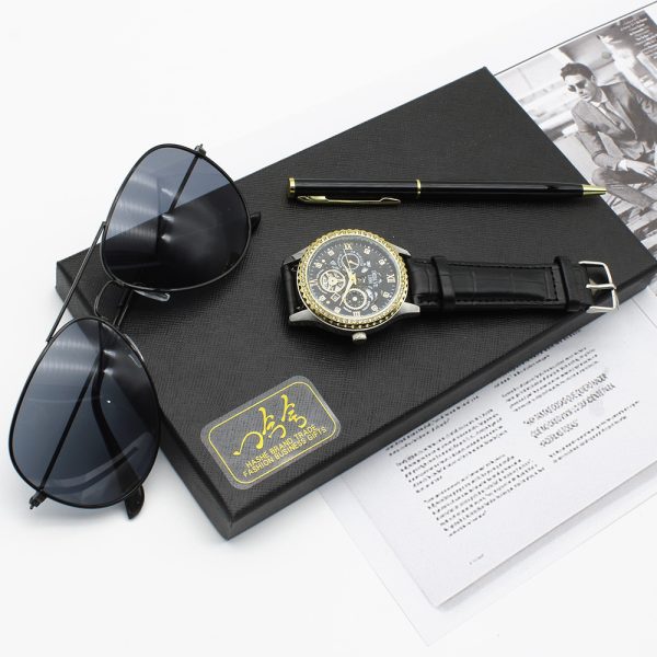 Ojelle DEBLVE luxury diamond waterproof leather Watch + Polarized sunglasses + ballpoint pen - Image 2